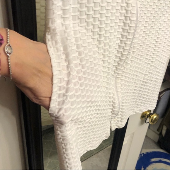 Jordan Taylor size small white hooded zip cover up with pockets waffle knit - Picture 7 of 11